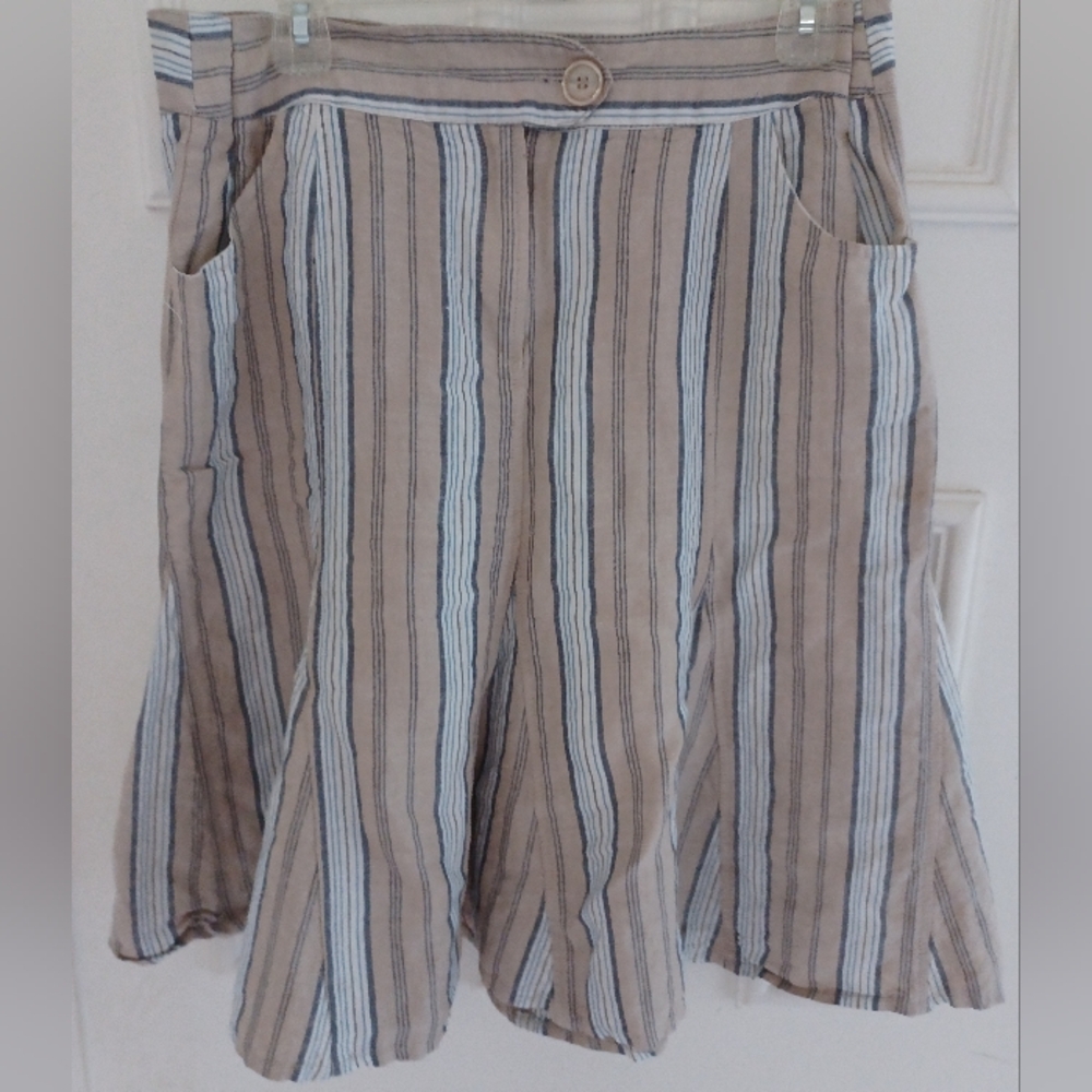 Marianne Vertical Striped  Beige Baby Blue Skirt Size 12